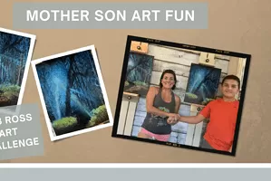 Mother Son Art Fun; Bob Ross Art Challenge